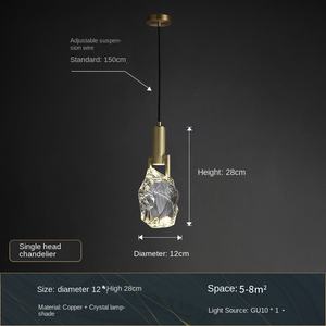 Luz colgante de cobre de una sola cabeza moderna, línea de <span class=keywords><strong>pesca</strong></span> de moda para cabecera, estudio, <span class=keywords><strong>fondo</strong></span> Simple, dormitorio, atmósfera, línea larga, vida - Product Image 6