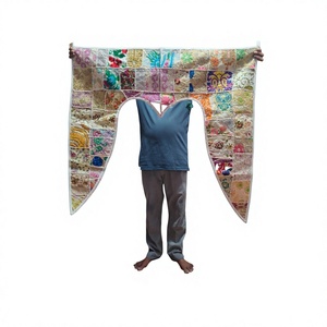Voilage de porte brodé fait main en patchwork, toran, rideau suspendu, bannière décorative pour fenêtre, cadeau de printemps pour elle - Product Image 1