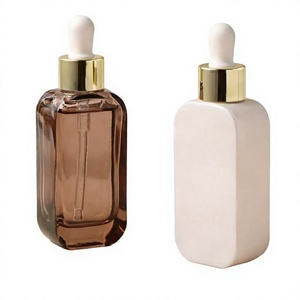 Luxury <b>50ml</b> Square Glass Dropper <b>Bottle</b> with Golden Cap Hot Stamped for Cosmetic Essential Oil Packaging/ - Product Image 4
