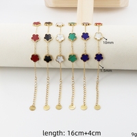 Pulseras de Joyería de Moda para Mujer, Ajustables, con Diseño de Trébol de Cinco Hojas, en Acero Inoxidable Chapado en Oro de 18K, Resistentes al Deslustre y al Agua