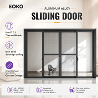 Porte coulissante en aluminium EOKO NFRC avec drainage dissimulé, cadre mince panoramique, portes coulissantes extérieures pour villa de luxe, cour