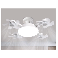 Lampu LED Kipas Angin Plafon Drone Workshop E27 21W 24W AC85-265V Baling-Baling Lipat 3CCT Dimmable 3-Kecepatan 2-Timing Remote Modern Plastik