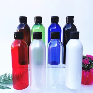 IBELONG 250ml Âmbar Branco Azul Claro Preto Verde Rodada Cosméticos Loção Garrafa PET 250ml com Tampa Flip de Plástico Fornecedor de Embalagens