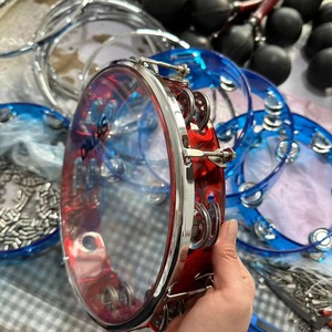 Wholesale Factory Complete 10 Inch Tambourine, Double Row Electroplated Adjustable Transparent <b>Drum</b> Head Percussion - Product Image 4
