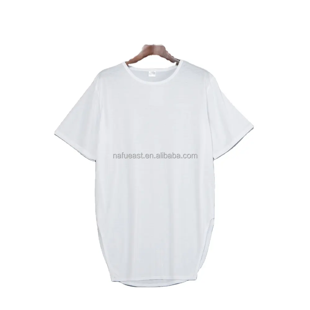 Scoop Hem Design curved hem stylish men tee extra long hip hop T-shirt. sublimation blanks. print your own design. real factor
