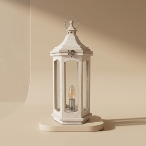 Lanterne en bois en laiton AK de couleur blanche avec crochet rond en verre et métal à bas prix pour la décoration intérieure/décoration d'hôtel - Product Image 2