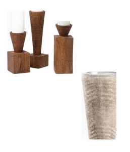 Support de bougie en bois de manguier massif fait à la main, base multifonctionnelle pour la présentation sur table, pour bougies piliers, bougies chauffe-plat, décoration de la maison - Product Image 1