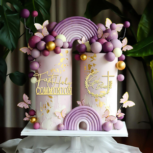 Décoration de gâteau en acrylique multicolore avec colombe, branche d'olivier et inscription « Dieu bénisse » pour la première communion, les baby showers et les anniversaires - Product Image 3