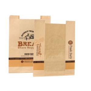 Fast Food Grade Brown Kraft Glassine Wax Greaseproof Donuts Sandwich Bread Packaging <b>Paper</b> Bag With Window - Product Image 6