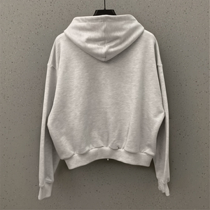 Sudadera con capucha de algodón de alta calidad OEM, personalizada, de doble cremallera, con diseño bordado, 500 g/m², extragrande, para hombre - Product Image 2