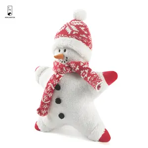 Kerstvakantie Decor Stervormige Witte Sneeuwpop Met Sjaal Hoed Ultra Zacht Pluche Kussen Voor Thuis Sofa