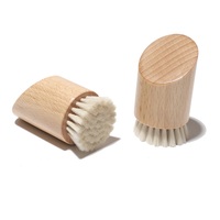 Brosse faciale sèche de qualité supérieure en gros avec poils en laine naturelle, manche en bois de hêtre, exfoliation douce pour les peaux sensibles