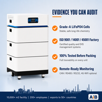 Système de stockage d'énergie tout-en-un empilable AiB 6,5 kW 15,36 kWh LiFePO4 51,2 V 200 A pour la maison, les télécommunications, l'énergie solaire hors réseau, usine OEM