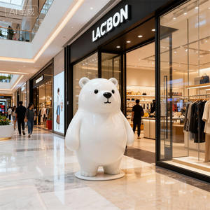 Reçine dayanıklı tombul beyaz ayı köpük heykel özelleştirilebilir boyutu için marka promosyon karikatür tarzı içecek dükkanı perakende ekran - Product Image 2