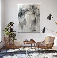 Peinture sur toile abstraite minimaliste Japandi personnalisée, art mural en tons de gris avec cadre noir, décoration moderne pour la maison