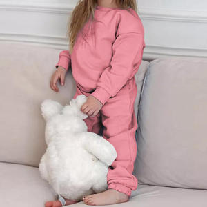 Conjunto de Dos Piezas Casual de Primavera para Niños y Niñas, Sudadera con Capucha de Lana de Color Sólido y Pantalones de Lona, Versión Coreana - Product Image 5