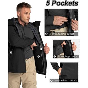 Veste de pluie pour homme 33,000ft, 3 couches, légère, imperméable, à capuche, pour la randonnée, le ski, la voile, le cyclisme - Product Image 2