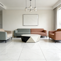 Carreaux de sol en porcelaine à texture marbre poli moderne - Carreaux antidérapants de qualité supérieure 600x600mm pour salle de bain, salon, supermarché, centre commercial
