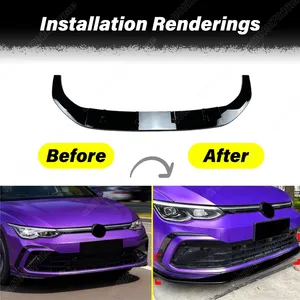 Kit de protection inférieur de pare-chocs avant pour Golf 8 MK8 R GTE GTD ABS 2020 2021 2022 2023 2024 2025 - Product Image 2