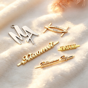 Polished Custom Metal <b>Name</b> <b>Plates</b> Custom Own Logo Sewable Brand Labels Private Metal Tags for Clothing and Handbags - Product Image 3