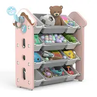 Kids Toy Storage Shelf, Plastic Front Open, 4 Layers