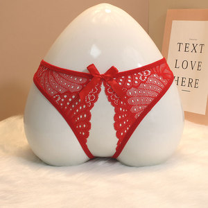 Tanga seductora con <span class=keywords><strong>entrepierna</strong></span> abierta para <span class=keywords><strong>mujer</strong></span>, nueva ropa interior Sexy con lazo de encaje de tiro bajo que no se quita, talla única, teñida - Product Image 3