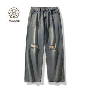 Pantalones <span class=keywords><strong>Vaqueros</strong></span> Anchos de Pierna Ancha Estilo Retro Americano Hip-Hop, Talla Europea y Estadounidense, Corte Holgado, Cintura Alta, Estilo Y2K Vintage, de la Fábrica MAQVOB - Product Image 1
