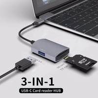 Hub de lector de tarjetas USB 3 en 1 con ranuras SD/TF y adaptador de transferencia de datos de alta velocidad USB 3,0 para computadora portátil, PC, MacBook
