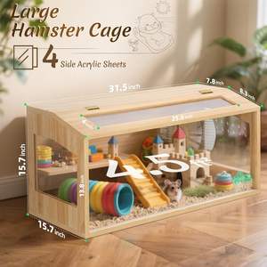 Ahşap <span class=keywords><strong>Hamster</strong></span> kafes küçük hayvan muhafaza ahşap <span class=keywords><strong>Hamster</strong></span> kafes cüce büyük akrilik <span class=keywords><strong>Hamster</strong></span> kafes ve Hideout ile habitatlar için - Product Image 5