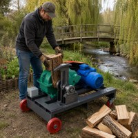 Nouvelle machine à granulés d'aliments électriques, fendeuse de bois, transmission par boîte de vitesses, construction robuste, 4 roues
