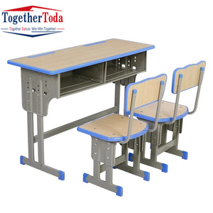 Muebles de Madera Infantil, madera <span class=keywords><strong>doble</strong></span>, Aula primaria, uso para adolescentes, niños, estudio, <span class=keywords><strong>escritorio</strong></span> escolar y juego de sillas, juego de sillas de <span class=keywords><strong>escritorio</strong></span> para estudiantes - Product Image 2