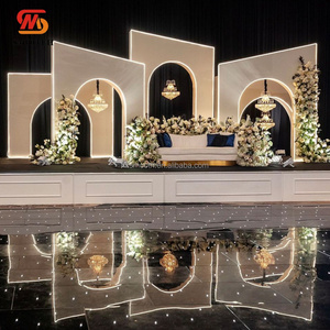 SMOOTH Wholesale Wedding Custom 3D LED PVC Acrylic White Floral Wedding Arch Door Stage <b>Backdrop</b> for Sale - Product Image 6