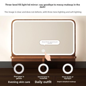 Midcentury Modern MDF Dressing <b>Table</b> with LED <b>Mirror</b> Stool High-End Makeup Desk for Small Apartment Bedroom Furniture Set - Product Image 3