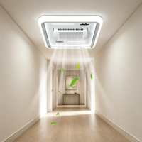 Ventilateur de plafond sans pales carré avec éclairage LED blanc froid, télécommande, silencieux, pour la décoration intérieure domestique
