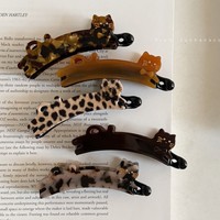 Barrette à cheveux en acétate motif chat mignon et banane, style coréen, motif écaille de tortue et léopard, accessoire quotidien et de fête pour femme