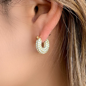 Hoop Ear <b>Cuff</b> for Women Sparkling Stone Lattice Pattern Fashion Ear Jewelry - Product Image 3