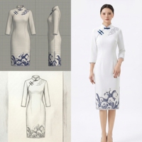 Robe Qipao Cheongsam ivoire pour femmes, tenue de bureau, design moderne, Merican LYQ269