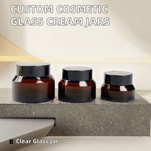 Custom OEM Cosmetic L-044 20g 30g 50g Transparent <b>Amber</b> Brown <b>Glass</b> Slanted Shoulder Screw Cap Screen Printed Eye Cream <b>Jar</b> - Product Image 2