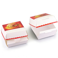 Boîte à hamburger et sushi en papier kraft biodégradable et recyclable, auto-érectile, résistante à la graisse, impression quadricolore, personnalisable