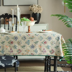 Jacquard Tablecloth French Vintage Green Plant Dining Tablecloth Jacquard Rectangular <strong>Table</strong> Cover - Product Image 3