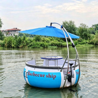 Bateau de loisirs électrique circulaire multifonction avec barbecue, table de mahjong, bateau donut pour divertissements aquatiques