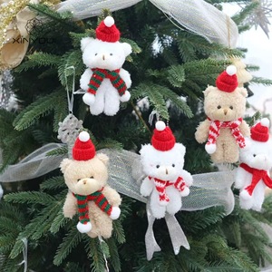 Ready Stock <b>Cute</b> Christmas Plush <b>Bear</b> Ornament With Knit Hat Scarf for Tree Decoration Bag Accessory Gift - Product Image 1
