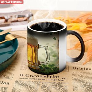 Mug essentiel pour cuisine moderne, noir givré, 11 oz, céramique, tasse magique sensible à la chaleur - Product Image 5