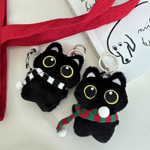 Wholesale Cute <b>Plush</b> Black <b>Cat</b> Keychain with Big Eyes Doll Pendant Bag Charm for Custom Gift Bulk Orders - Product Image 1