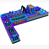 Château gonflable géant pour enfants, aire de jeux gonflable avec double toboggan, parcours d'obstacles pour fêtes