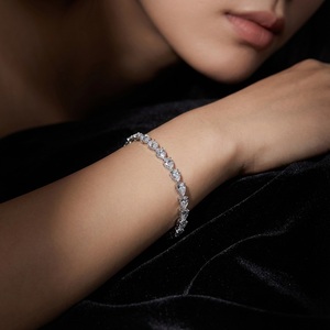 7CT Pear Cut Lab Grown Diamond Tennis <b>Bracelet</b> 6.5 Inch 14K <b>Solid</b> White Gold VVS for Certified Unisex Luxury Fine Jewelry - Product Image 2