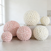 Bouquet de fleurs artificielles en gros, roses blanches, roses et violettes, grandes boules de fleurs pour décoration de mariage