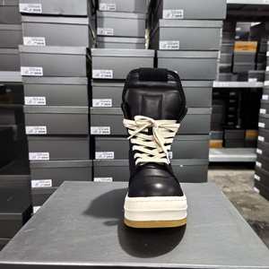 Sneakers de luxe noires à <span class=keywords><strong>plateforme</strong></span> haute pour hommes, avec fermeture éclair latérale et lacets, bout rond, chaussures décontractées tendance pour couple - Product Image 4