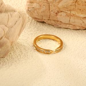 Wholesale 18K Gold Plated Stainless Steel Geometric Chunky <b>Ring</b> Zircon Trendy Waterproof Jewelry <b>Opening</b> <b>Rings</b> for Women - Product Image 2