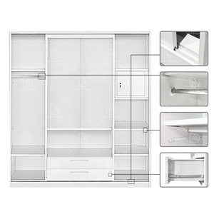 Maison moderne 4 portes en acier Almirah armoire motif imprimé fer <span class=keywords><strong>porte</strong></span> <span class=keywords><strong>coulissante</strong></span> en métal meubles de chambre à coucher pour salon salle de sport blanchisserie - Product Image 5